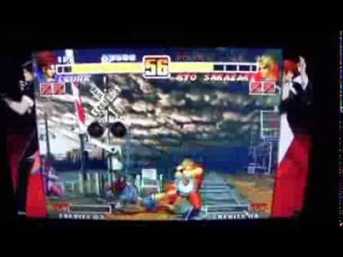 sony psp portable the king of fighter gameplay 3rd fighting stage with three power full player 2014