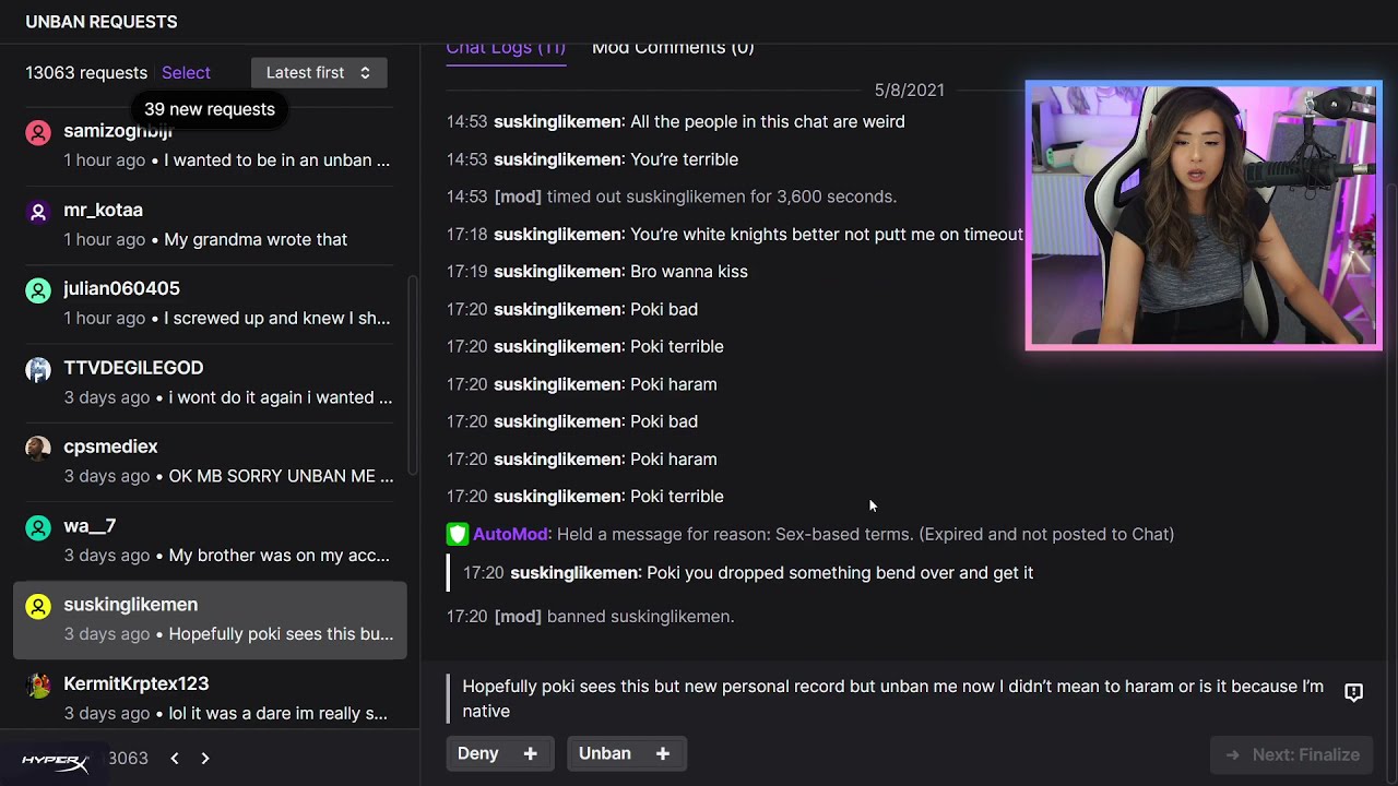 Pokimane drops something