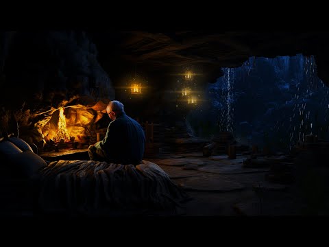 The Sound of Rain & Campfire In Tropical Cave ⛈️ Solution for Insomnia & Release Stresss