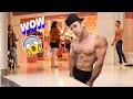 Having Girls take my photo at the Beverly Hills Mall (SHIRTLESS)