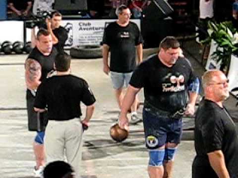 Fortissimus 2009/ The Louis Cyr dumbbell power walk: Louis-Philippe Jean Vs Zydrunas Savickas