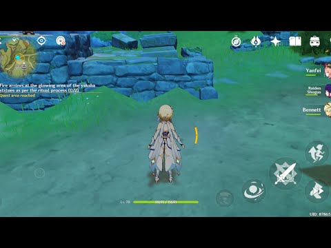 Fire arrows at the glowing area of the yaksha statues as per the ritual process (0/2)