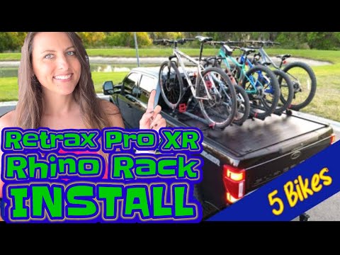 Retrax Pro XR Tonneau Truck Bed Cover & Rhino Rack Bike Rack for 2021 Ford F250 Super Duty Tremor
