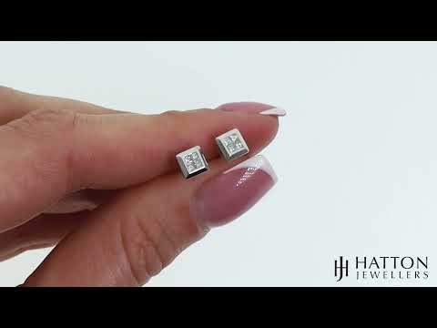 9ct White Gold 0.25ct Diamond Princess Cut Stud Earrings
