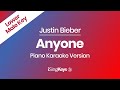 Anyone - Justin Bieber - Piano Karaoke Instrumental - Lower Male Key