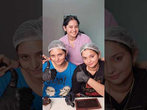 Three of us gave making kunafa chocolate a try, and guess what? 🤣 #chocolate #making #ytshorts #yt