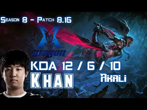 KZ Khan AKALI vs IRELIA Mid - Patch 8.16 KR Ranked