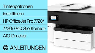 So installieren Sie Tintenpatronen bei Druckern der HP OfficeJet Pro 7720/7730/7740 All-in-One Großformatdrucker-Serie.
