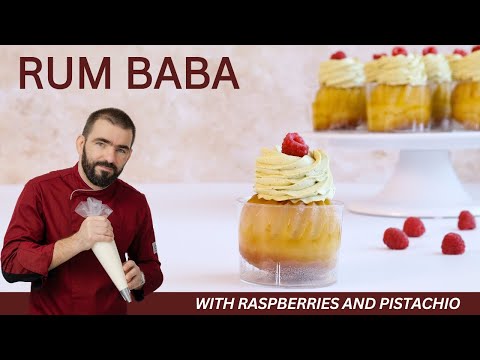 Modern Rum Baba - with Raspberries and Pistachio