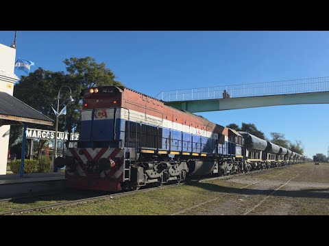 [8K] Variado y colorido tren cargado de NCA con la EMD GT-22CW 9022 pasando por Marcos Juárez!!!!!!