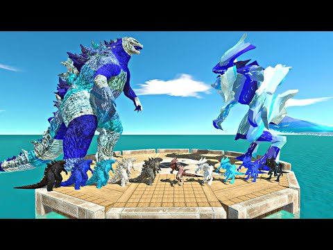 Dark Blue War on Colosseum | Bluish Godzilla 2021 vs Bluish Raijin - Animal Revolt Battle Simulator