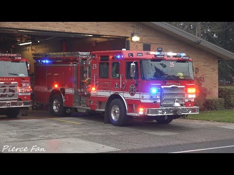 Engine 25 Responding Portland Fire & Rescue (2018 Pierce Enforcer Pumper) [4K]