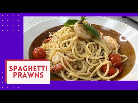Spaghetti Prawn - Italian Garlic Prawn Pasta Recipe - Food Treasure