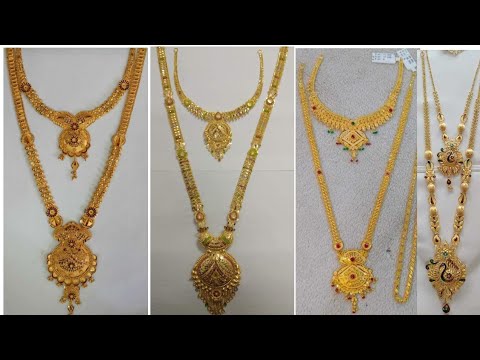 latest gold haram and necklace sets collection||with weight|| wedding haram necklace||manisha mani