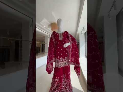 Rani Pink Silk Heavy Embroidered Kurta Palazzo Set with Dupatta Festive Wear