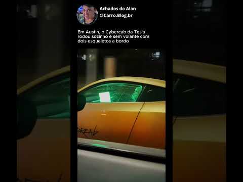 Cybercab da Tesla rodou sozinho e sem volante com dois esqueletos a bordo #shorts #tesla #halloween