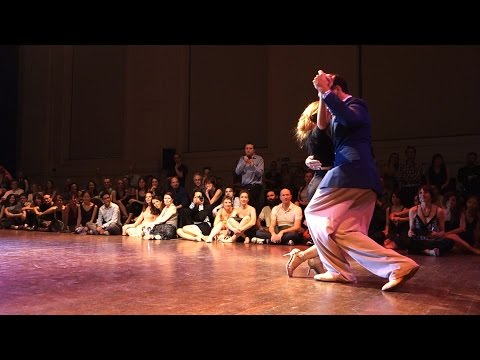  Noelia Hurtado Pitruzzella  and  Anibal Lautaro  are  dancing  to  the  milonga  "  Portena Linda  "  by  Edgardo Donato  at  Brussels Tango Festival  in  2016