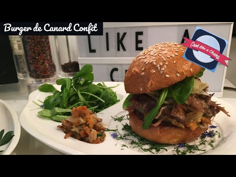 Recette Burger au canard confit et échalotes