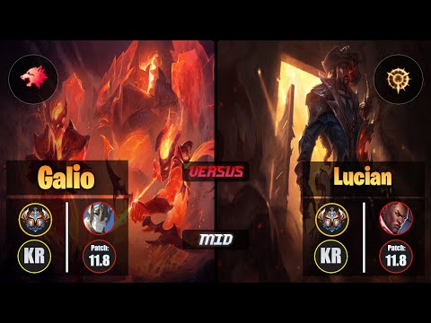 Challenger GALIO [Predator] (Mid) VS  LUCIAN - Challenger KR Patch 11.8