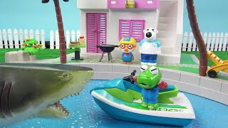 팬션이 있는 바다에서 상어와 싸우는 크롱의 최후  ❤  뽀로로 장난감 애니 ❤ Pororo Toy Video | 토이컴 Toycom