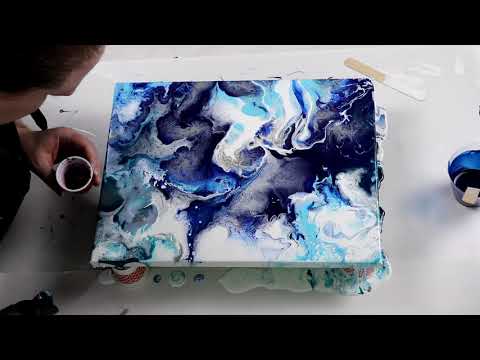 (393) Ocean Dutch Pour! Mixed Media Acrylic Pour Technique
