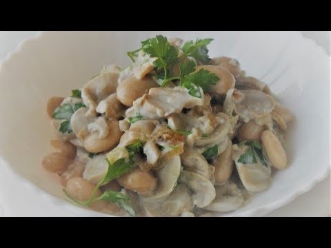 Грибной салат с фасолью | Mushroom salad with beans