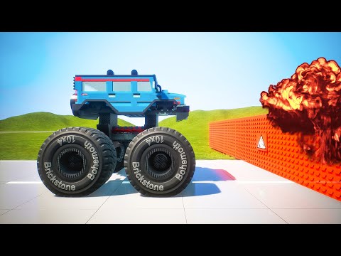 Lego Explosive Wall against Cars | Brick Rigs