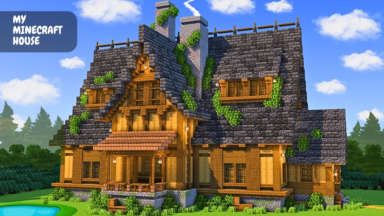 Minecraft: How to build a large wooden house in medieval style