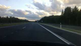 Driving on the E20 highway in Estonia