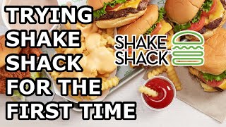 Trying SHAKE SHACK for the FIRST TIME! *Double Shackburger, Cheese Fries, & Strawberry Shake*