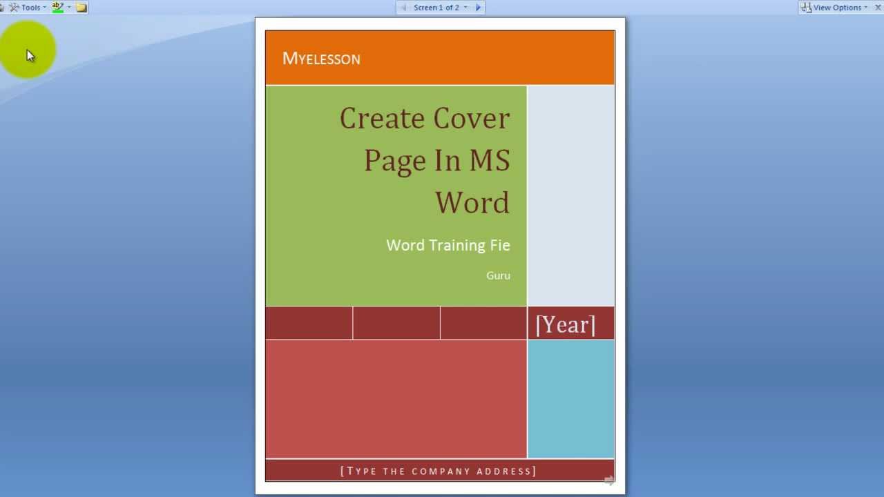 Create A Cover Page In MS Word