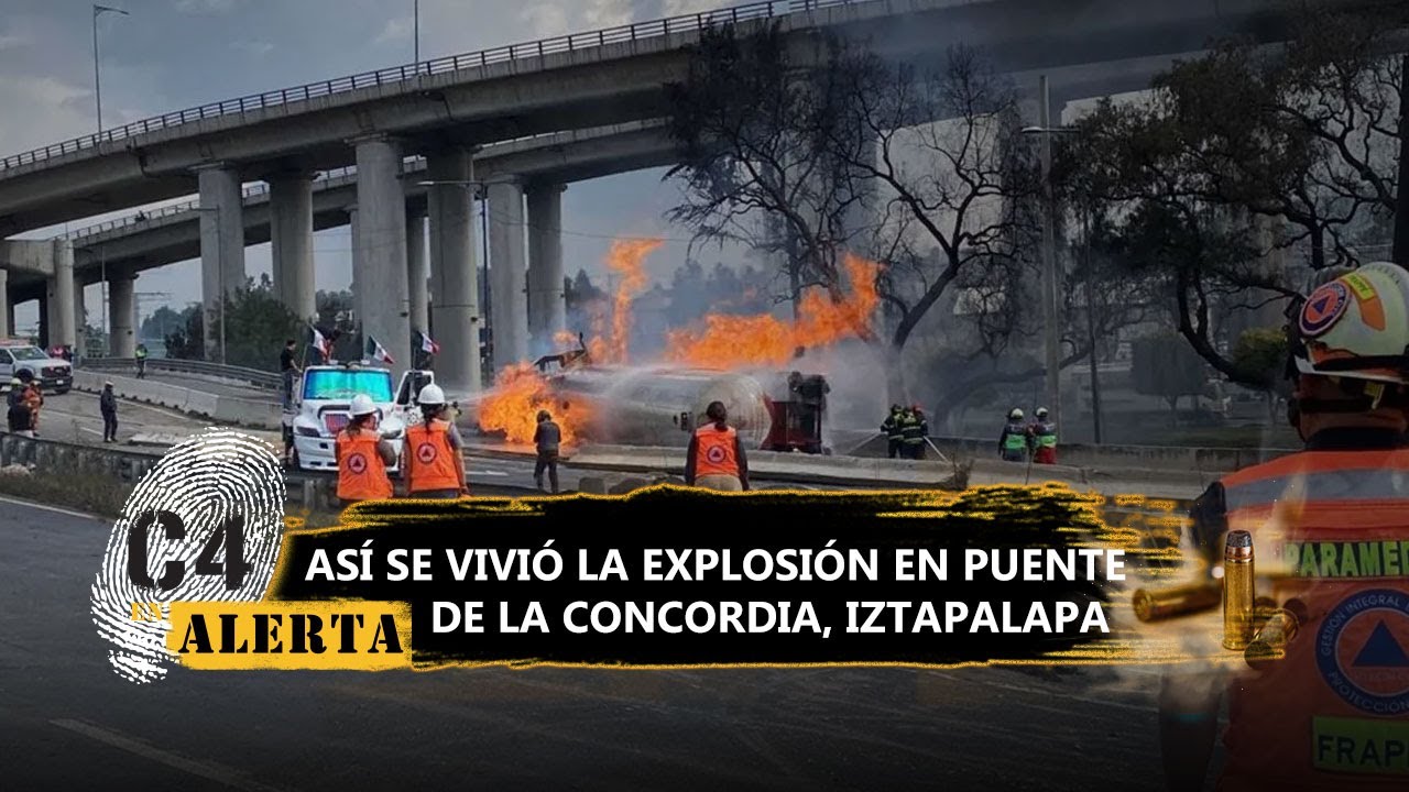 Explota pipa sobre calzada Ignacio Zaragoza, a la altura del puente de la Concordia, Iztapalapa