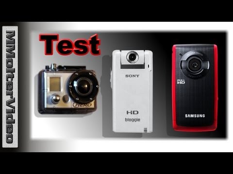 GoPro HD Hero, Sony bloggie MHS-PM5, Samsung HMX-W200 Kamera vergleich von MMolterVideo
