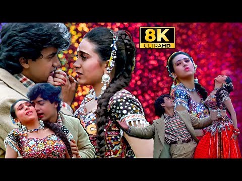Pucho Zara Pucho 8K Full Video Song | Aamir Khan, Karisma Kapoor, Alka Yagnik, Kumar Sanu 🔥 90s Hits