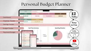 Personal Budget Planner - Monthly Budget - Expense  - Bill Tracker - Savings & Debt - Dashboard
