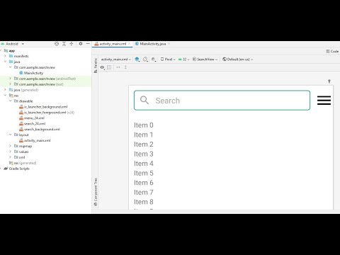 Searchview using edittext xml design including RecyclerView android tutorial