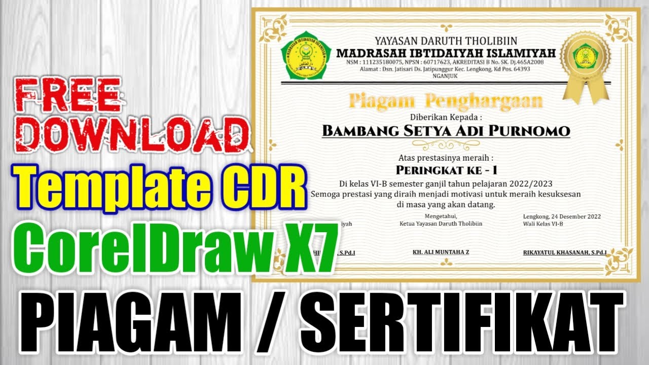 Piagam Prestasi Juara Kelas | Free Download template CorelDraw X7 | Sertifikat CDR
