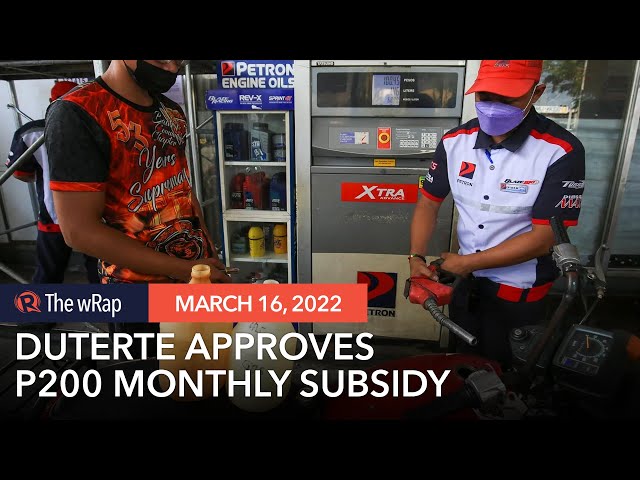 Duterte approves P200 monthly subsidy for poor households amid fuel price hikes