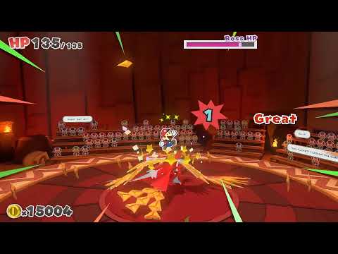 Paper Mario: The Origami King - Fire Vellumental Boss Battle Clip (No Audio)