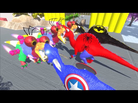 🔥Escape from Alien.Colorful Fire T rex⚡super hero dinosaur🦖 - Animal Revolt Battle Simulator
