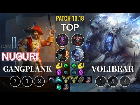 DWG Nuguri Gangplank vs Volibear Top - KR Patch 10.18