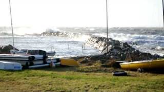 preview picture of video 'Storm and breaking waves at Vejbystrand Harbour'