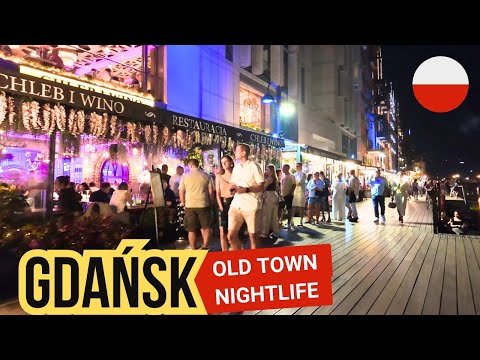 🇵🇱 POLAND - GDANSK - Old Town - Nightlife - Walking Tour 4K