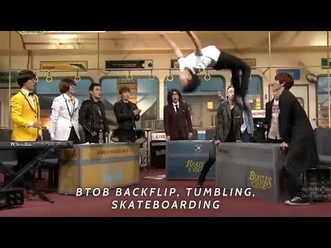 How many BTOB members know to do flip or tumbling?- 비투비 백플립, 텀블링, 스케이트보드 모음