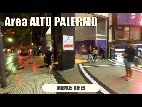 ALTO PALERMO SHOPPING Area Night Walk Tour. Buenos Aires Argentina. (4K)