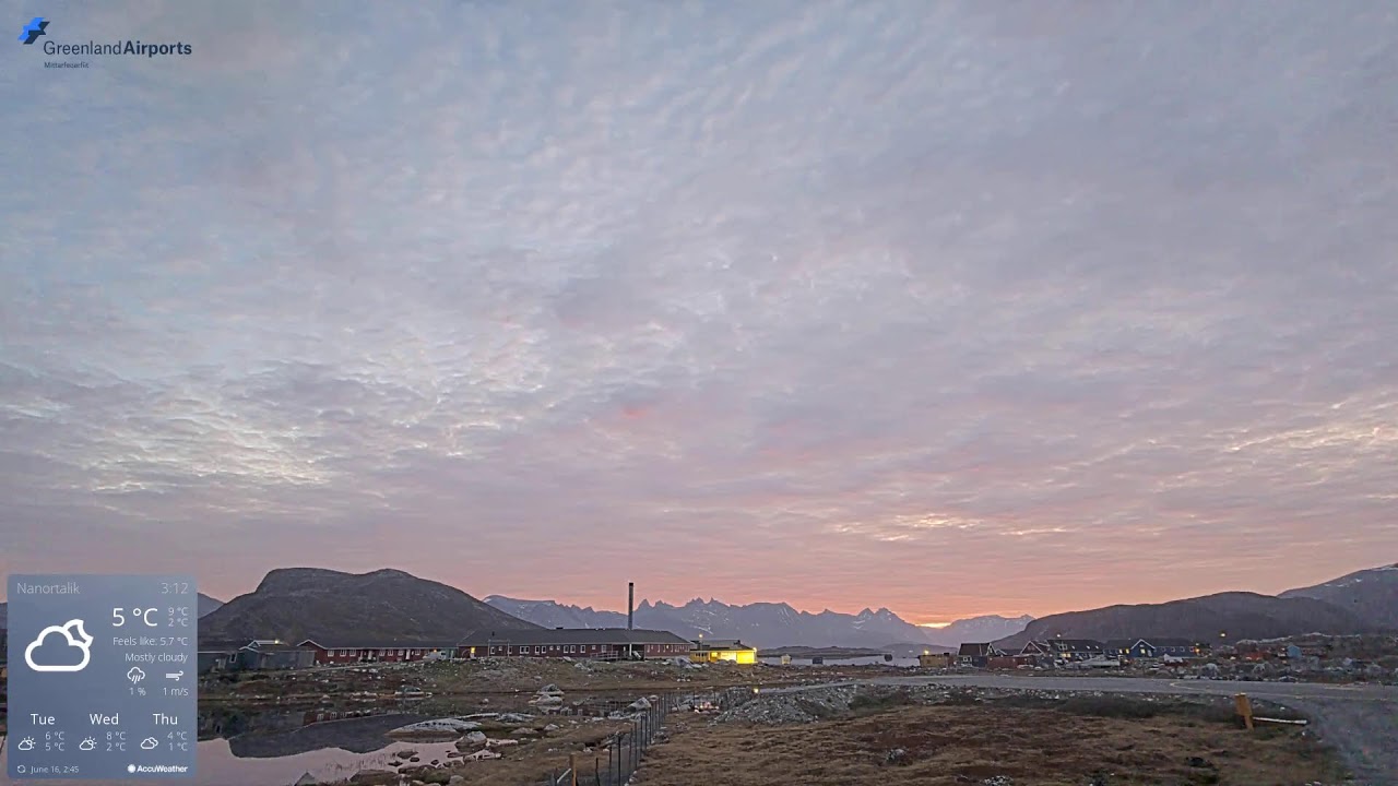 Live webcam view of Nanortalik Town & Fjord Panorama