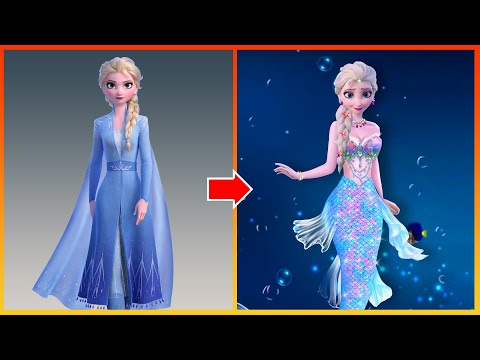 Frozen: Elsa Frozen Glow Up Into The Little Mermaid - Disney Princesses Transformation