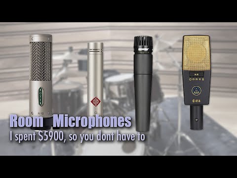What do the Royer R10, Neumann KM184, Shure SM57, and AKG 414 xlii sound like as room microphones?