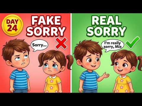 Fake Sorry vs Real Sorry | Leo & Mia’s Apology Lesson | Day 19 #storytime