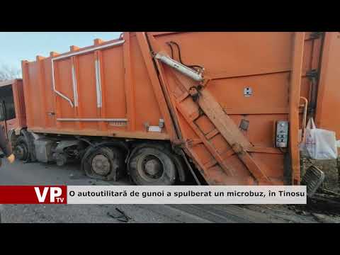 O autoutilitară de gunoi a spulberat un microbuz, în Tinosu